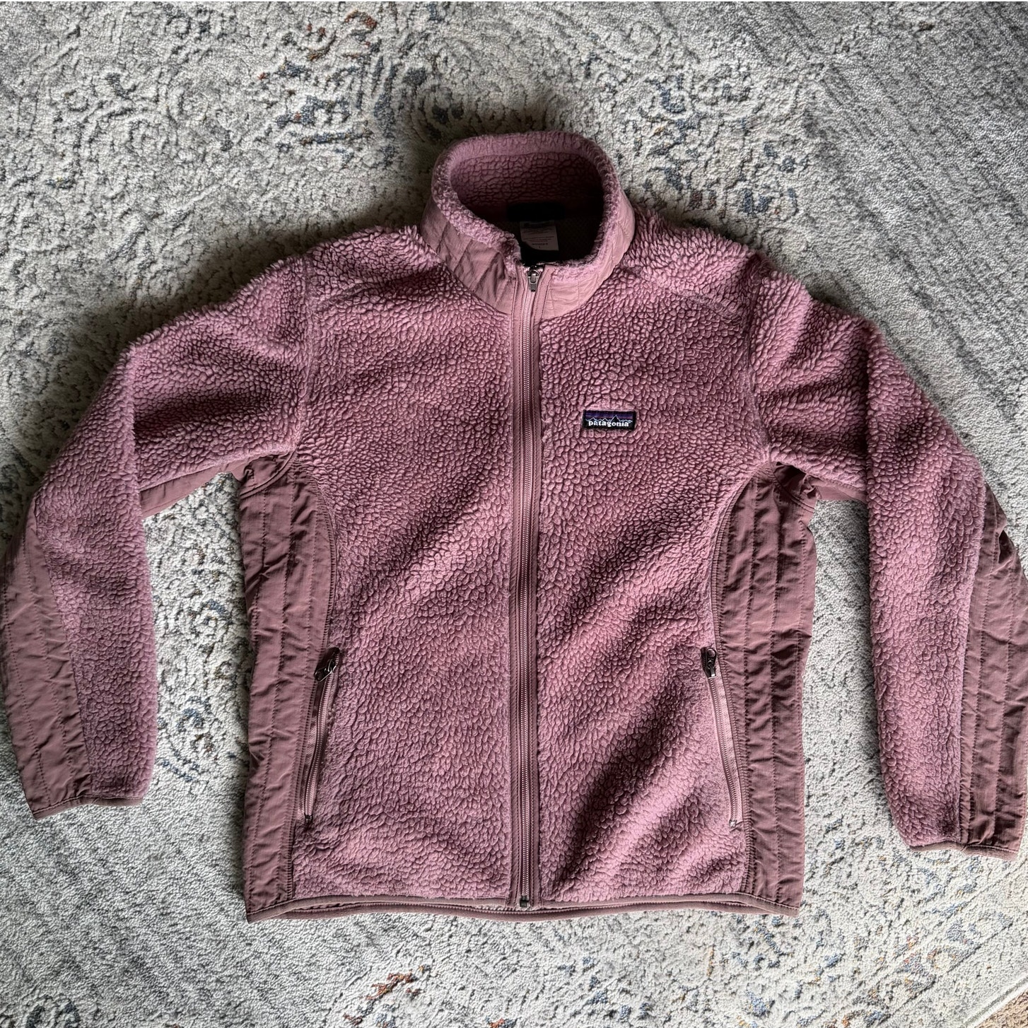 Patagonia Retro-X Jacket Full Zip Mauve Dusty Rose Zipper Pockets Lrg